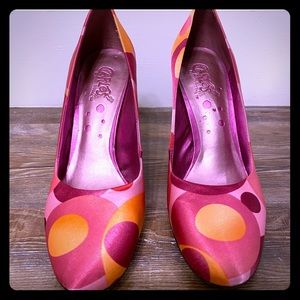 Carlos Pink & Orange Polka Dot Heels